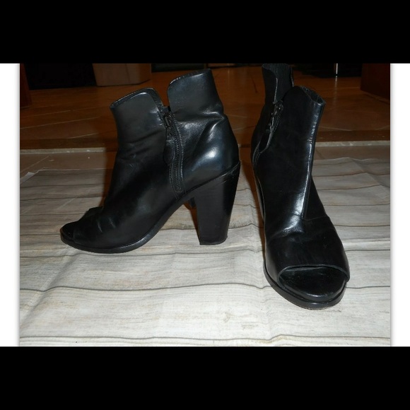 Rag & bone noelle black leather peep toe heels 9.5 - Picture 4 of 5